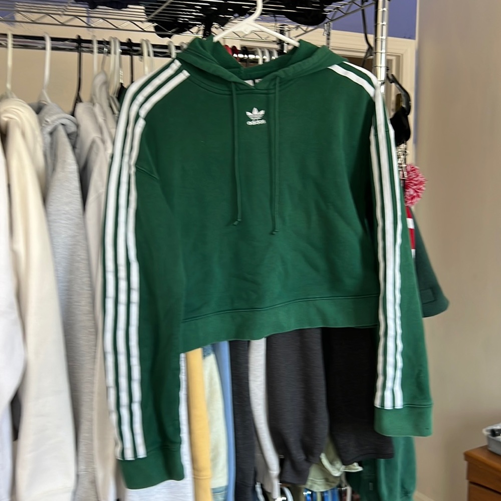 Green cropped adidas sweatshirt